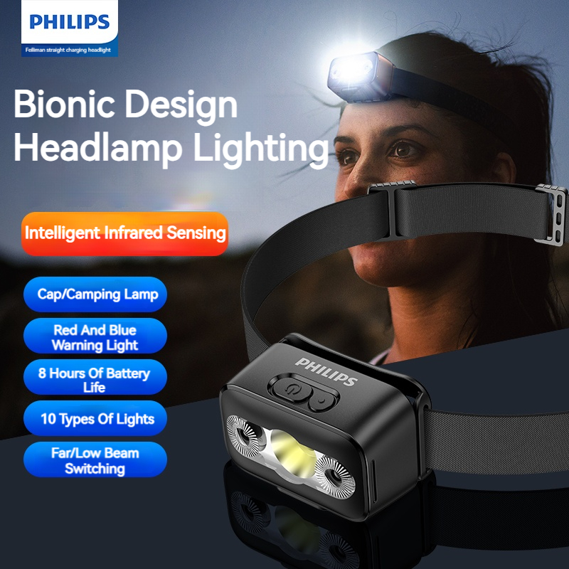 Fishing Headlamp - Philips LED-Stirnlampe, Sensorkopf-Taschenlampe, zehn Arten von