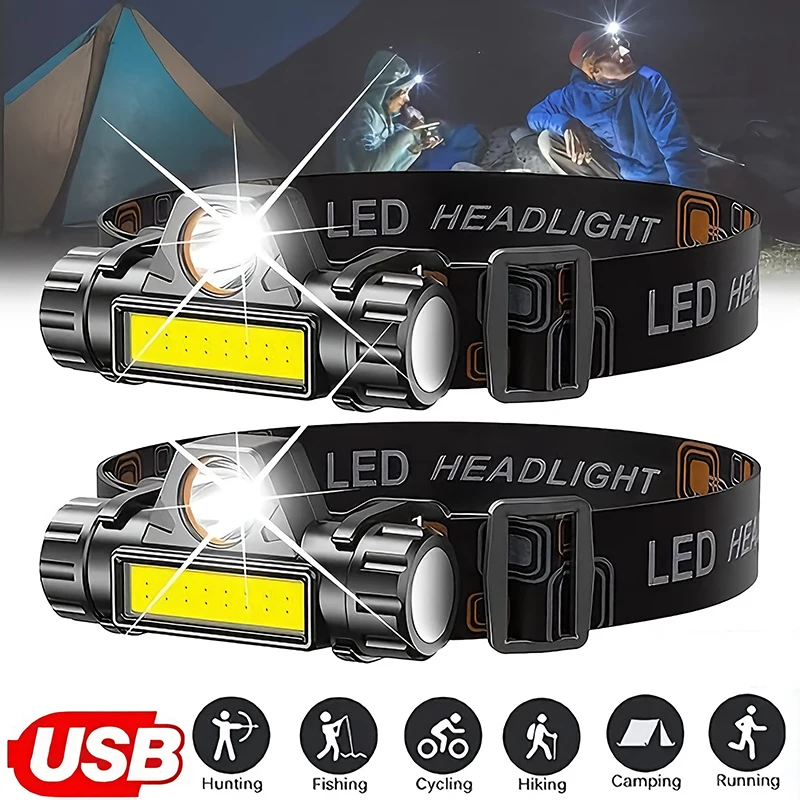 Fishing Headlamp - Wiederaufladbare COB LED USB Scheinwerfer Starke