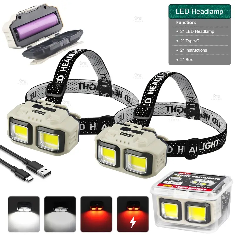 Fishing Headlamp - COB LED Scheinwerfer Wiederaufladbare Scheinwerfer Wasserdichte