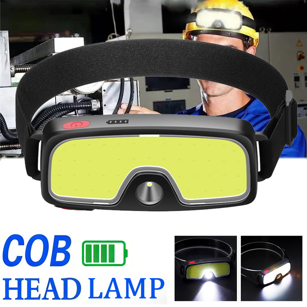 Fishing Headlamp - Leistungsstarke COB-Stirnlampe, Typ C/USB, wiederaufladbare Stirnlampe,
