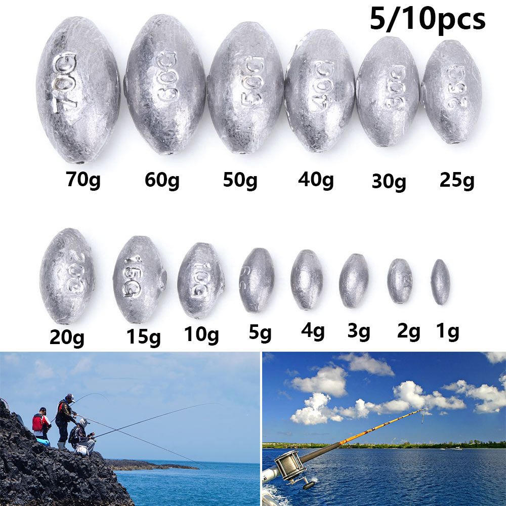Quality Fishing Equipment - 5/10 Stück hochwertige Schnur-Sinker, Gewichte, olivförmige
