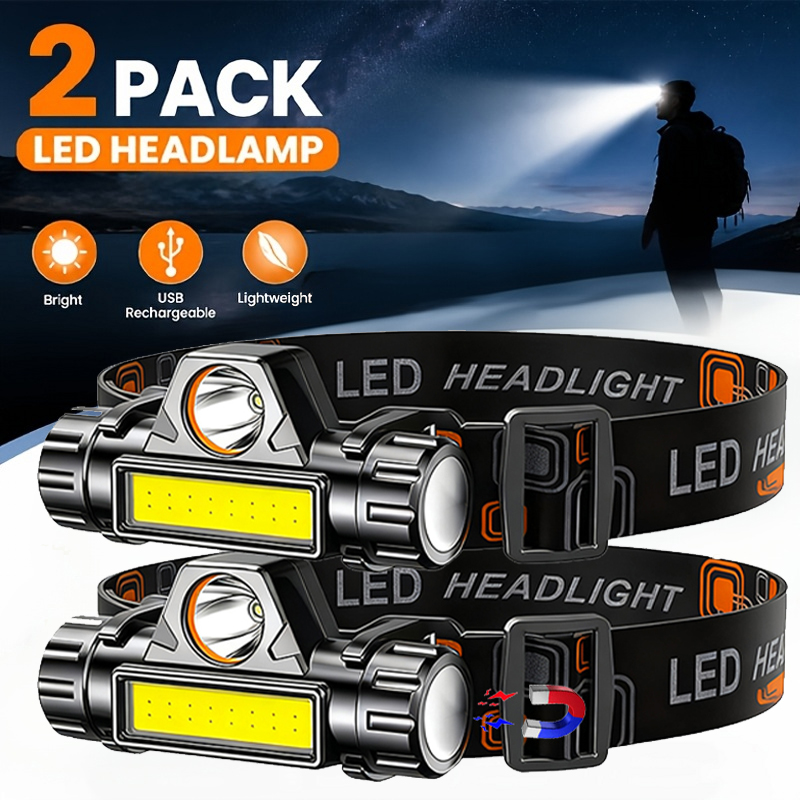 Fishing Headlamp - Superhelle LED-Stirnlampe, wiederaufladbar, wasserdicht, mit XPE-COB-Perlen