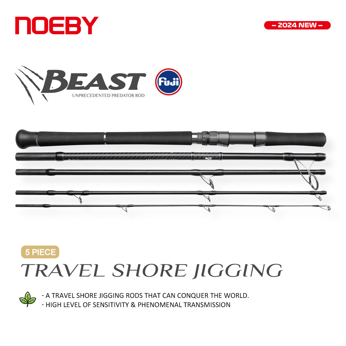 Fishing Equipment Brands - NOEBY Beast Reise-Shore-Jigging-Rute 2,9m 5-teilig Tragbare